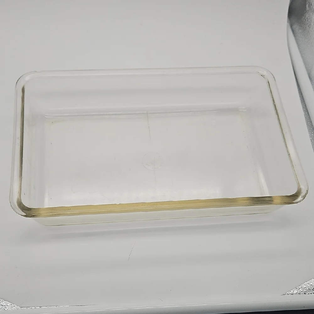 Clear Rectangular Glass Storage Dish - Transparent with Light Amber Tint